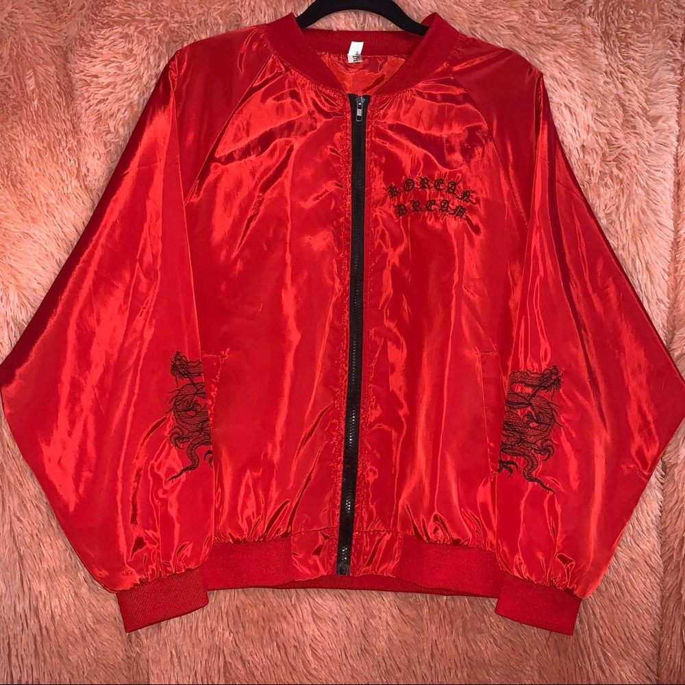 Coltekaex Dragon Embroidered  Bomber Jacket